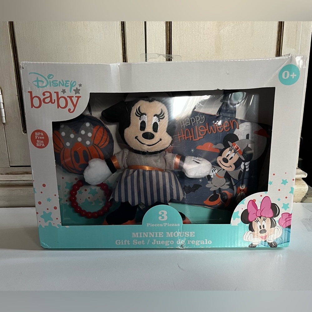 New Disney Baby 3 Pc Minnie Mouse Halloween Toy Rattle Teether Activity Gift Set